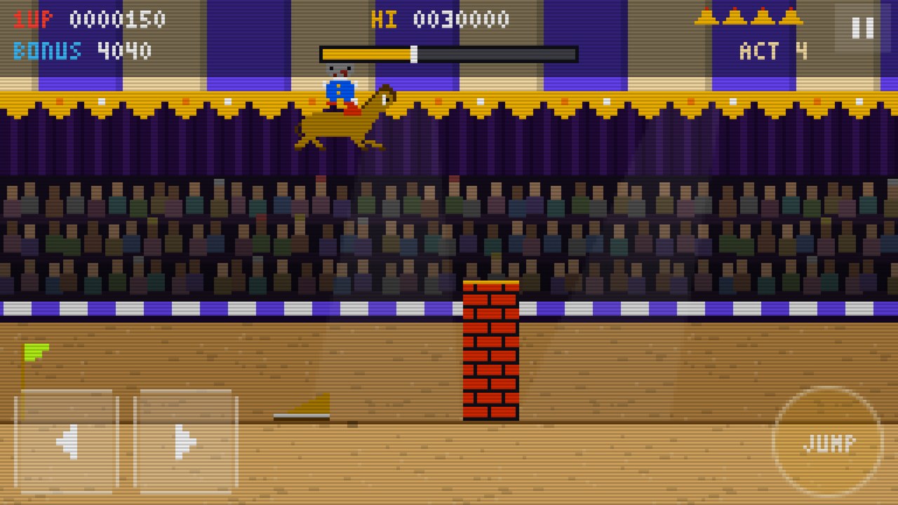 A horse leaping a brick wall