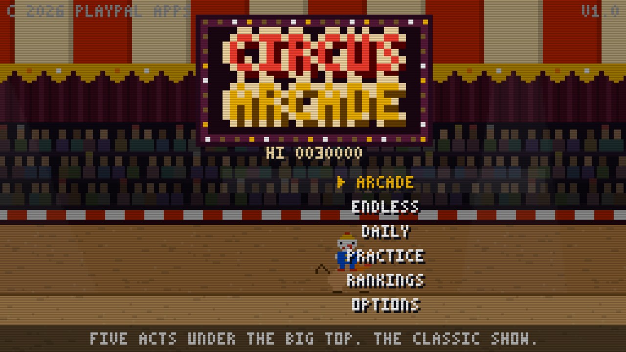 The Circus Arcade title screen