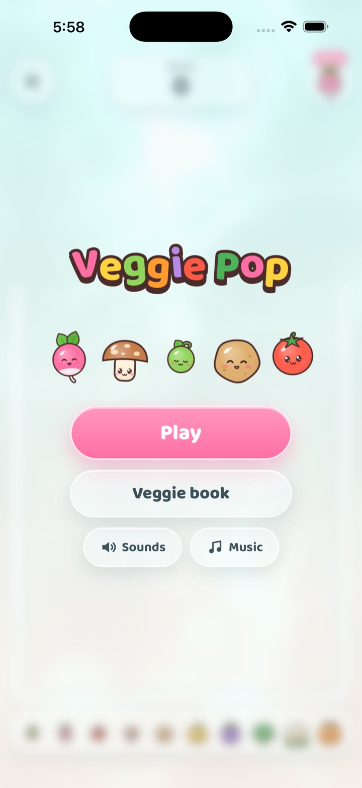 Veggie Pop home screen