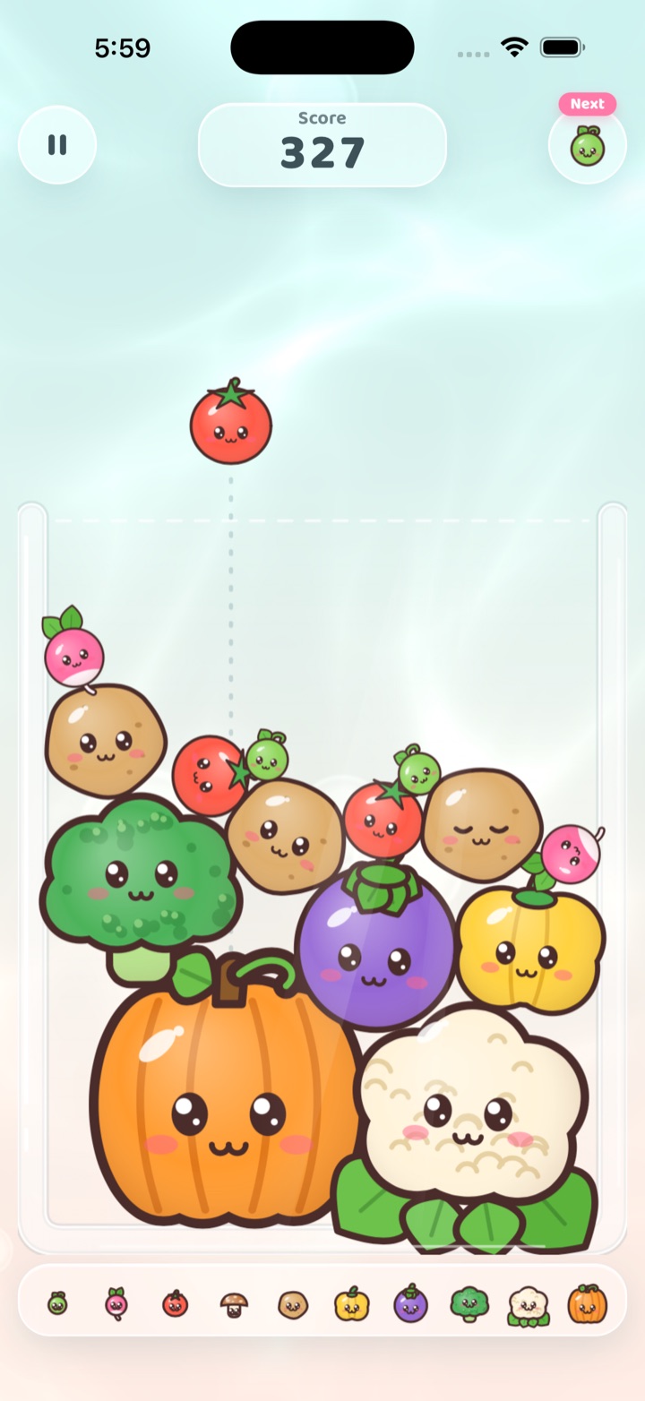 A jar full of veggies mid-game